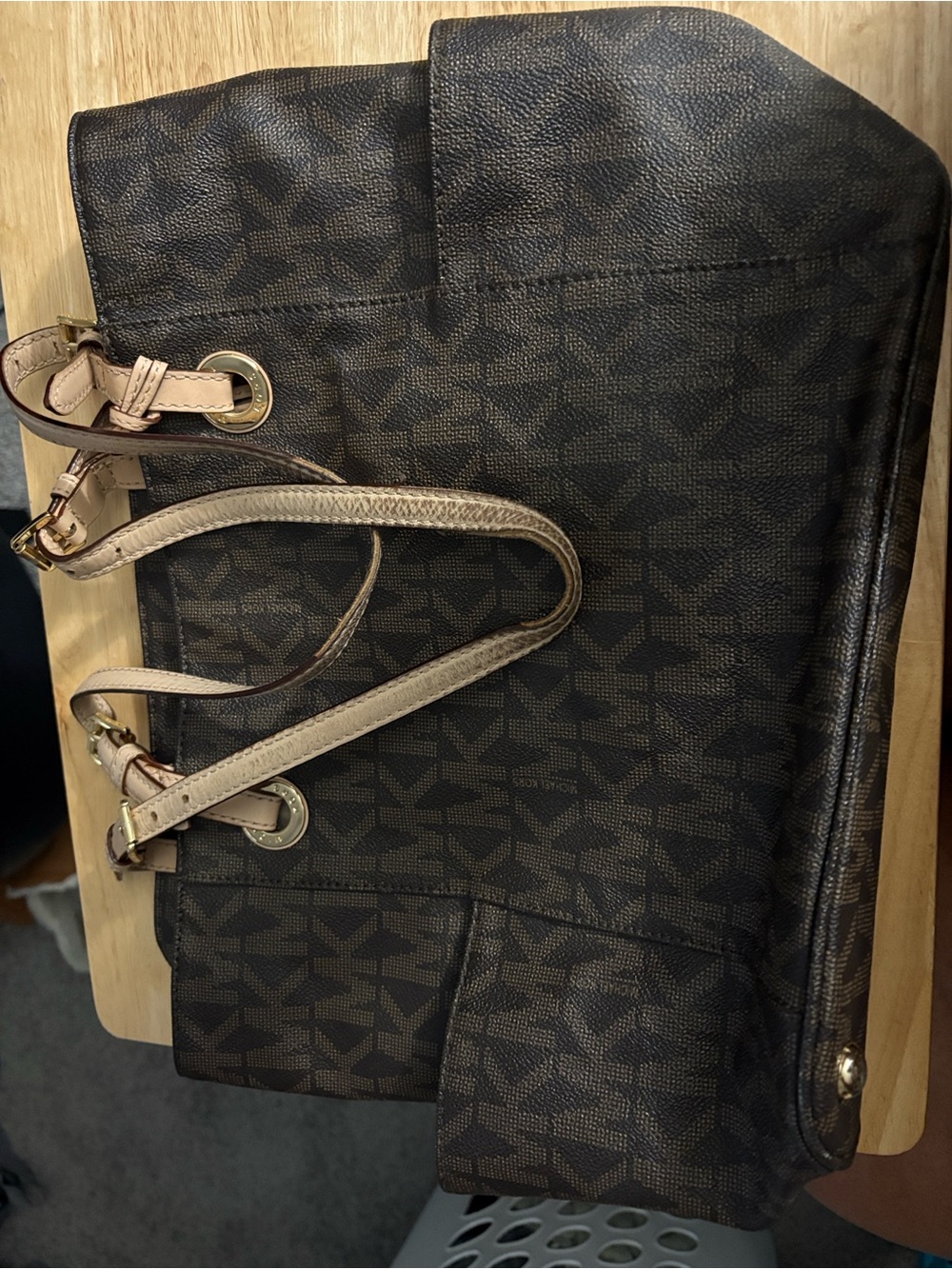 Michael Kors Brown Logo Tote with Tan Straps - Picture 2 of 9